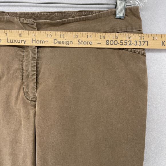 EILEEN FISHER Pants 10 Stretch Cotton Twill Tapered Ankle Front Zip Brown - Picture 11 of 14